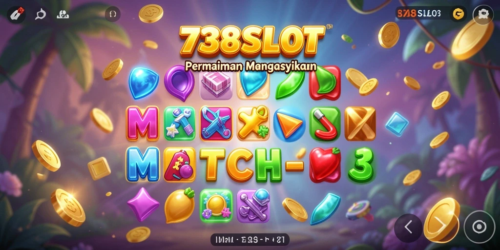 Tampilan gameplay seru 738SLOT dalam momen mencocokkan yang menantang.