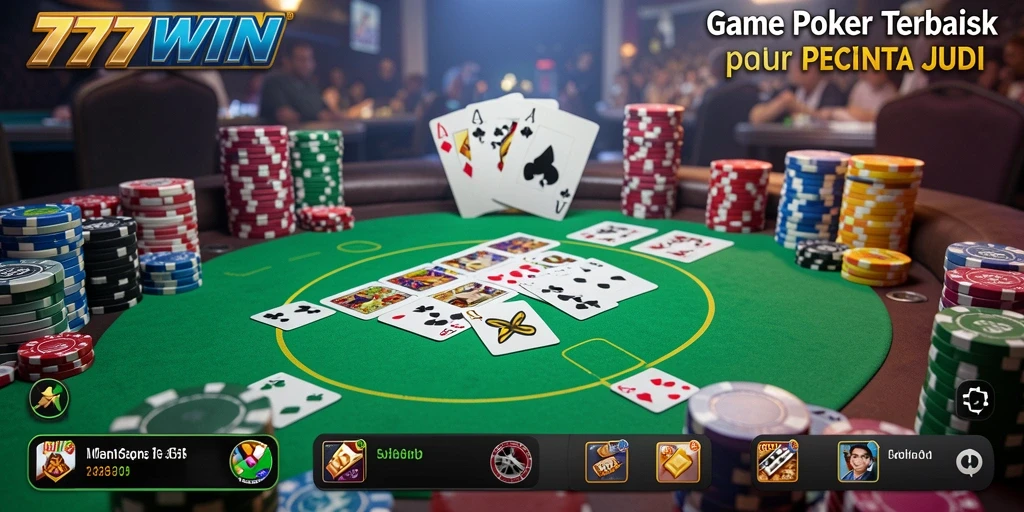 Tampilan menarik dari gameplay Poker di 777WIN yang seru.