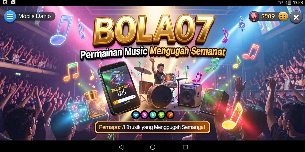 Tampilan menarik dari gameplay BOLA07 dengan berbagai pilihan lagu.