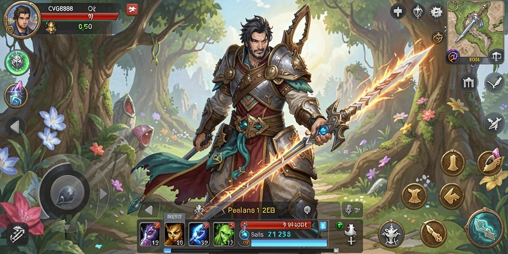 Tampilan pertarungan epik dalam gameplay RPG CVG8888.