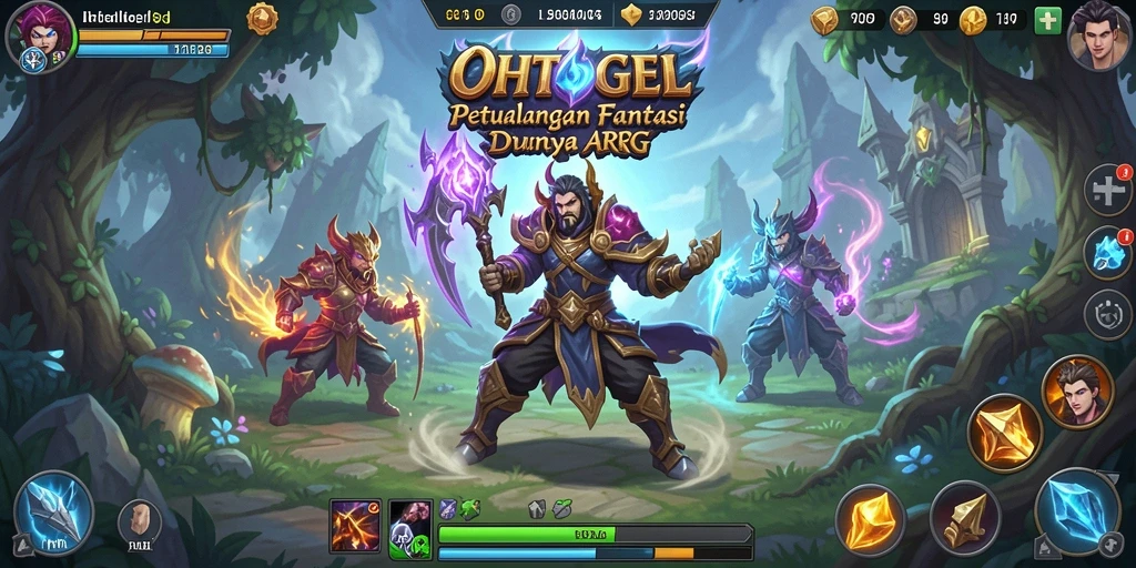 Screenshot gameplay OHTOGEL menampilkan pertarungan seru dalam dunia fantasi.