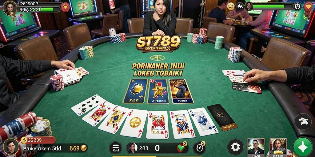 Tampilan gameplay ST789 yang seru dalam permainan Poker.